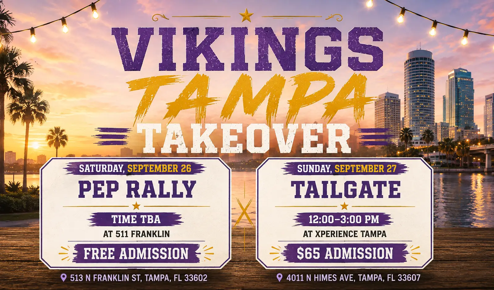 VWO Vikings Tailgate โ Tampa Bay Buccaneers